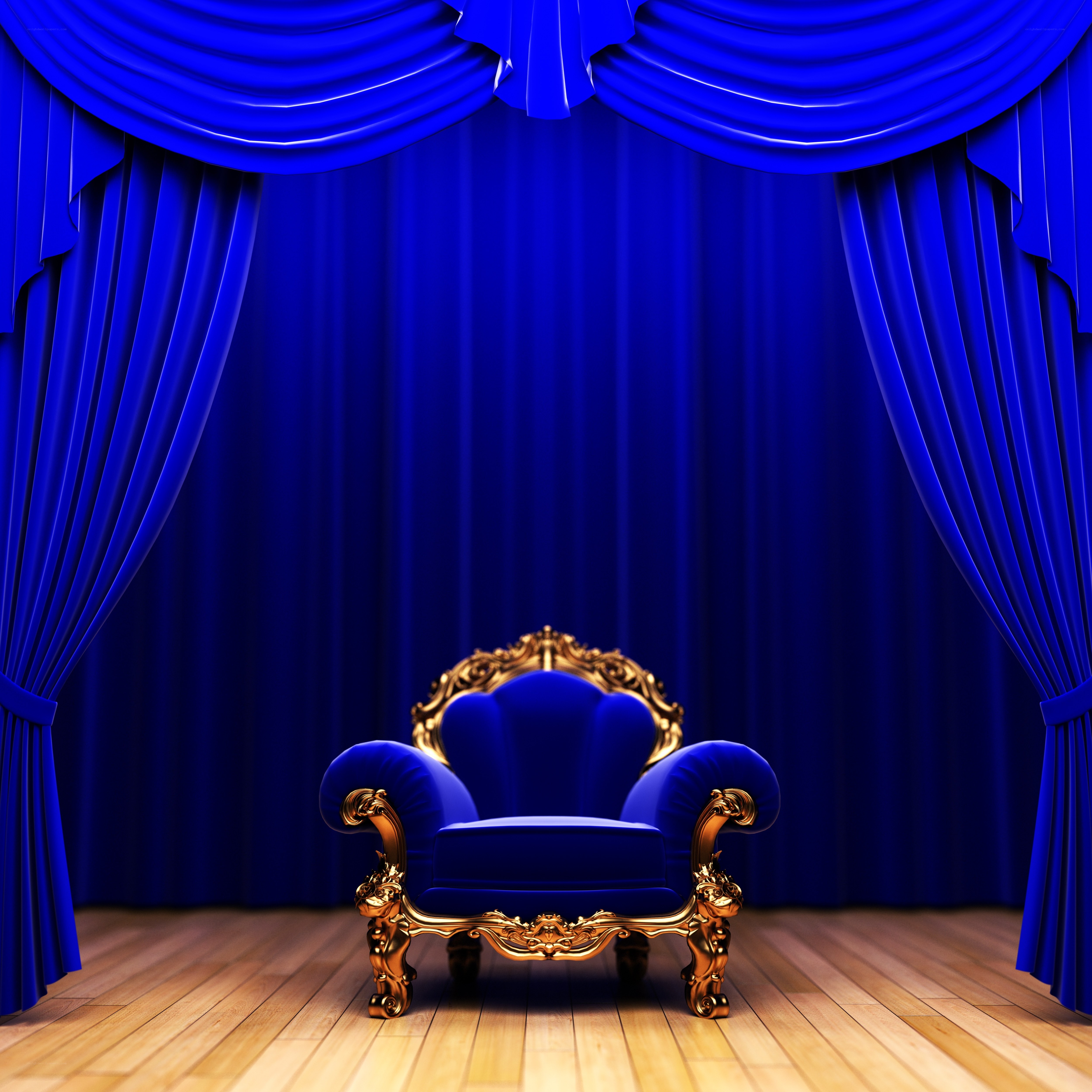 blue throne on stage