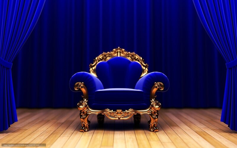 Blue throne on stage