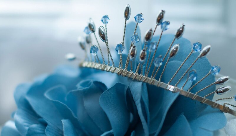 Blue Tiara on Fabric