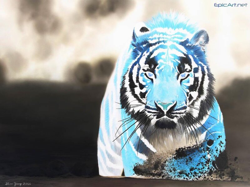 blue tiger digital art