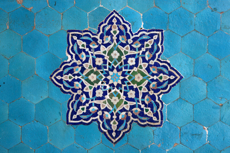 Blue Tile Mosaic — Ornate, Photograph