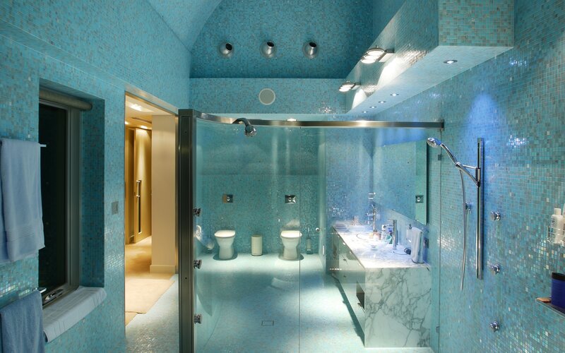 Blue-tiled Bathroom — Blue