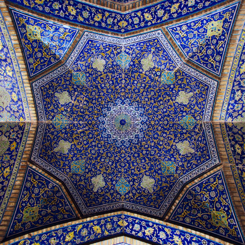 Blue Tiled Ceiling