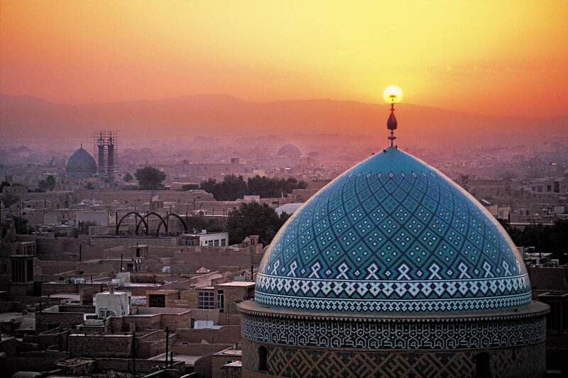 Blue-tiled Dome at Sunset