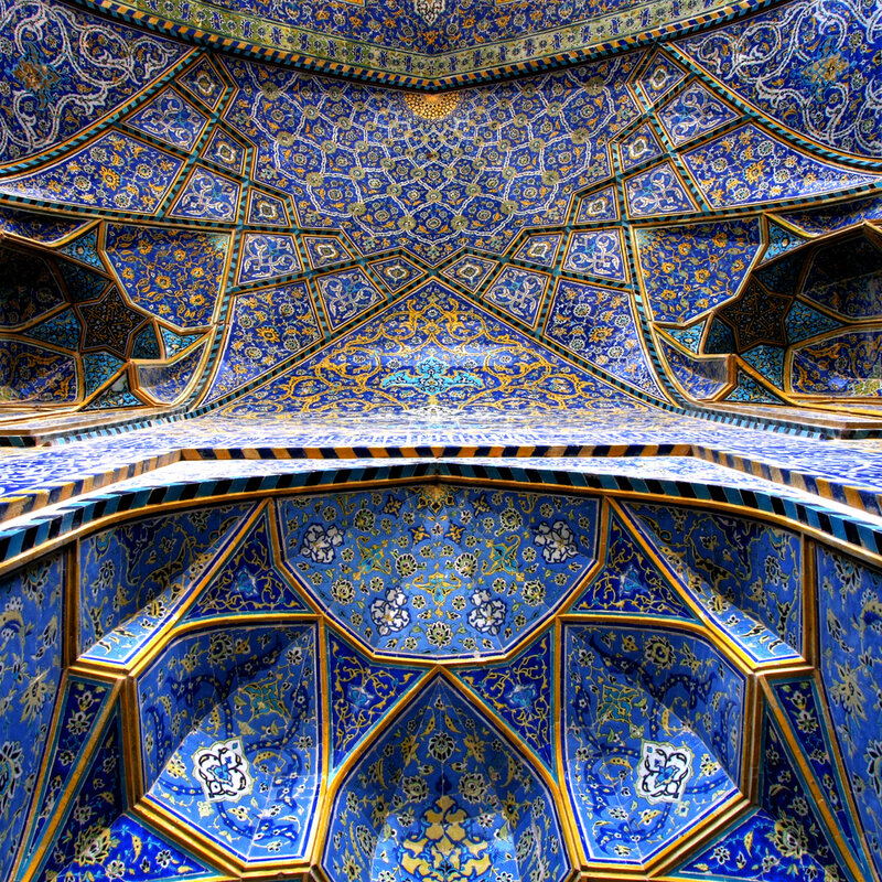 blue tiled mosque ceiling