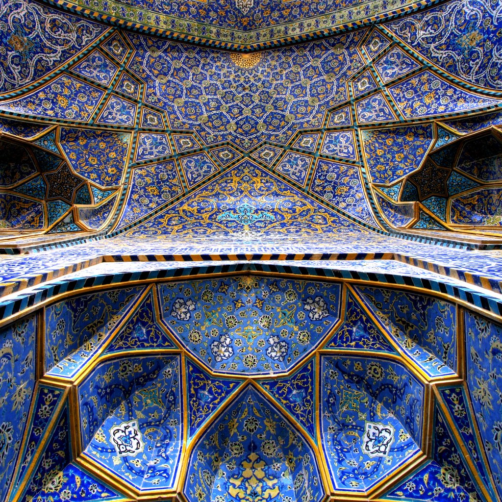 blue tiled mosque ceiling