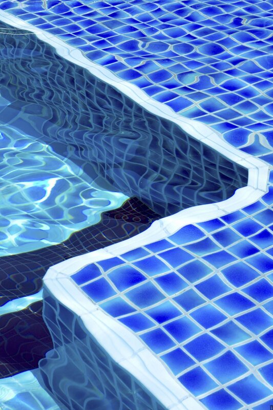 Blue tiled pool corner