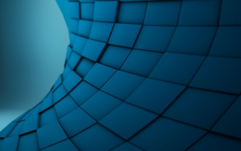 Blue Tiled Surface — Calm, 3d Render, Curved