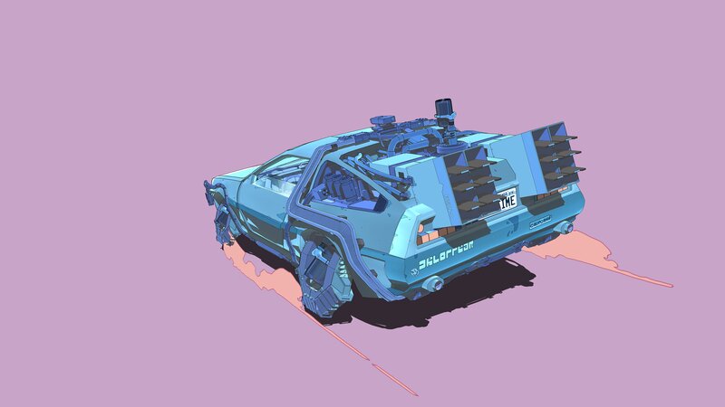 Blue Time Machine Car