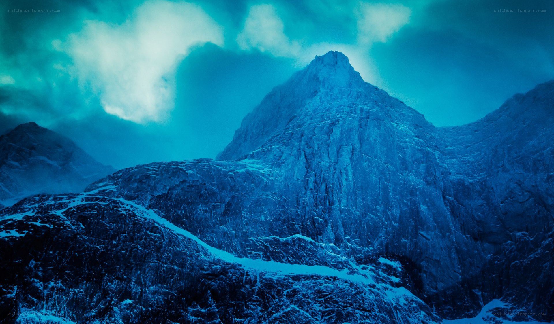 blue-tinted mountain peak