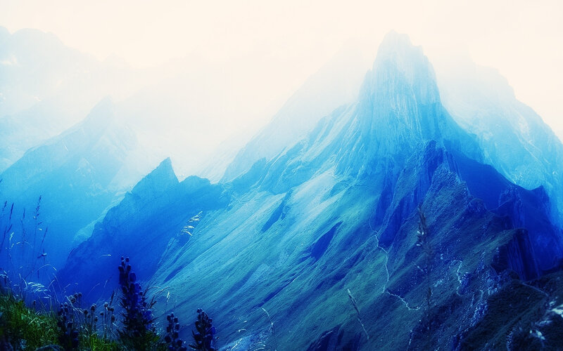 Blue-tinted Mountain Range