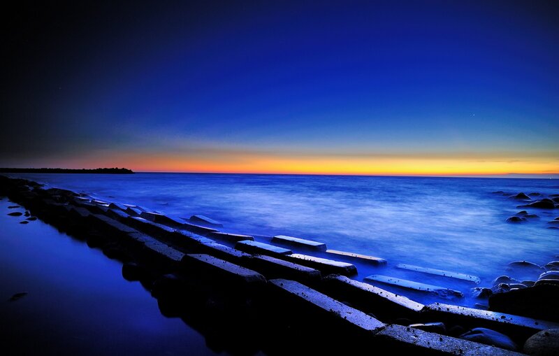 Blue-tinted Sea Wall