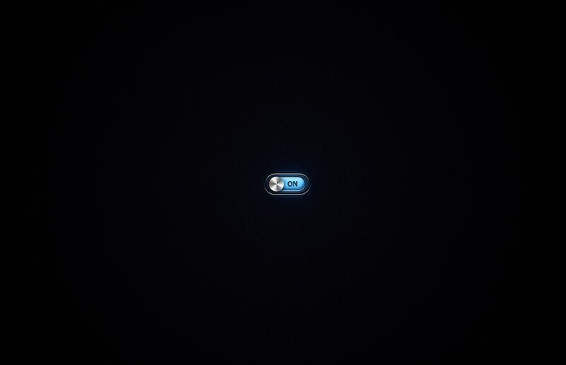blue toggle switch on black
