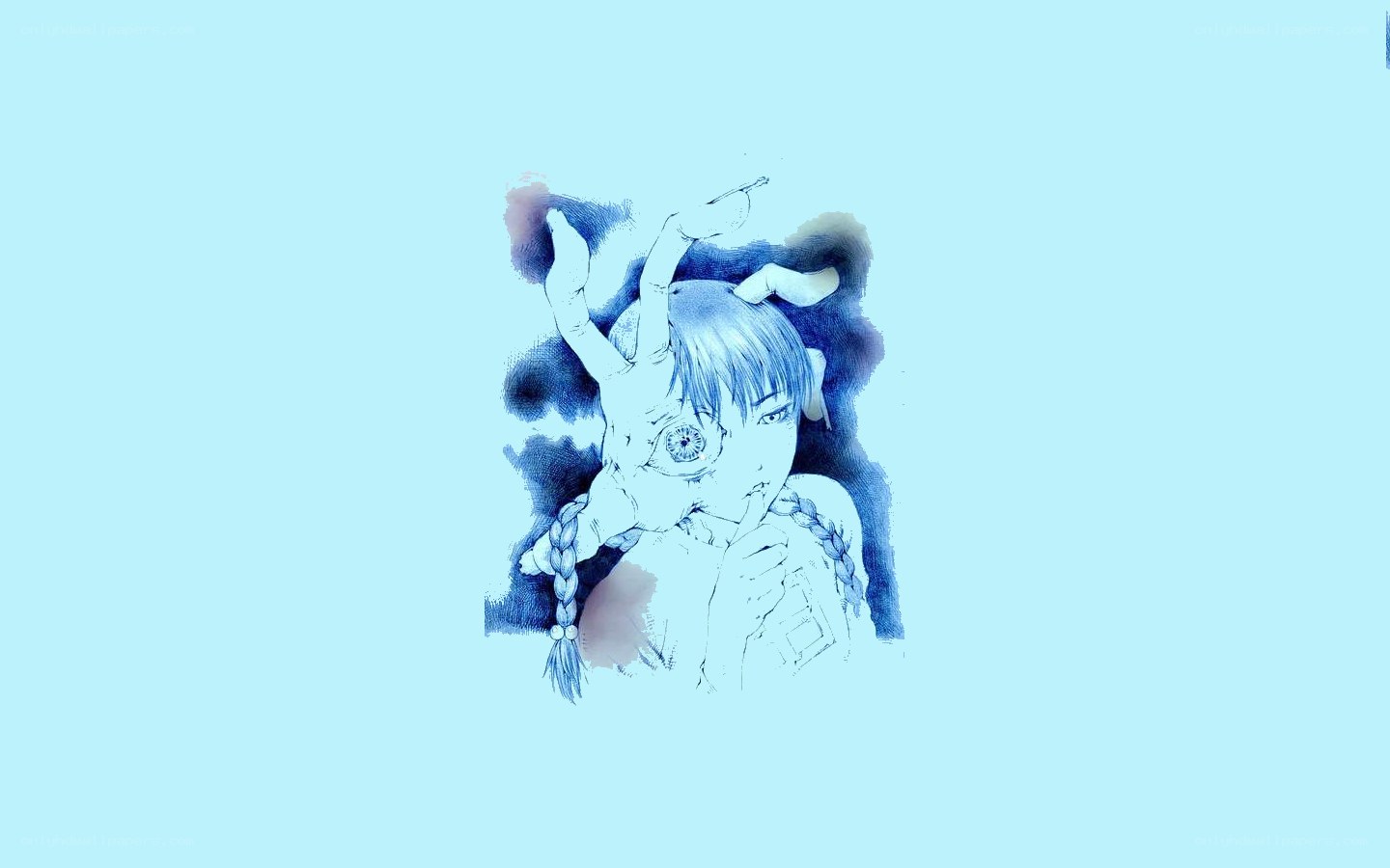 blue-toned anime character art
