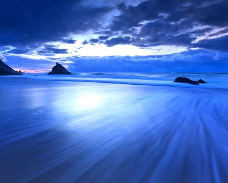 Blue-toned Beach at Dusk