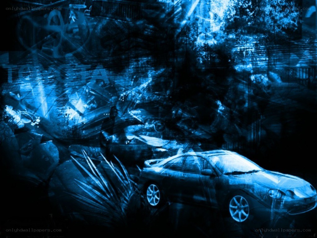 blue-toned car abstract art