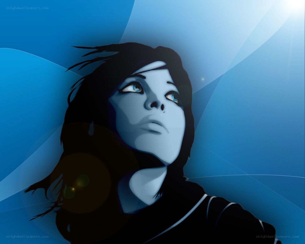 blue-toned character portrait