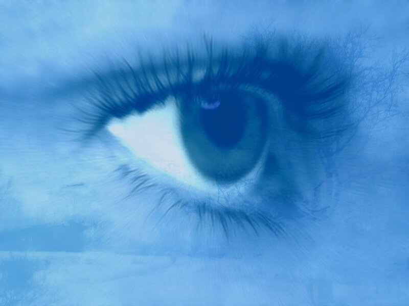 blue-toned eye close-up