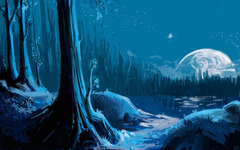 Blue-toned Forest Lake — Blue