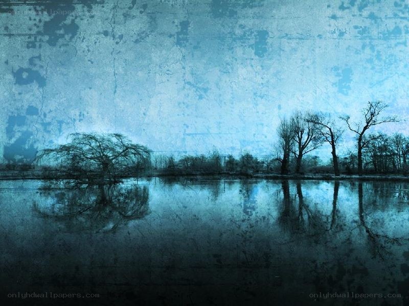 Blue-toned lake landscape