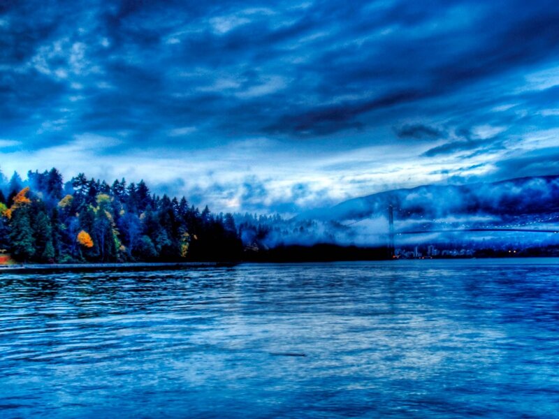 Blue-toned Lake Landscape — Blue, Dramatic