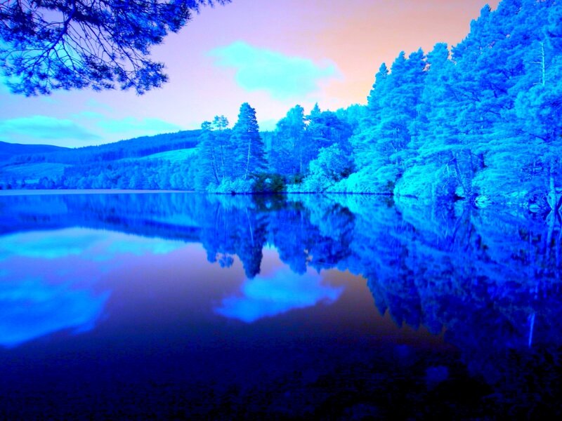 Blue-toned Lake Landscape — Blue, Serene, Sunset