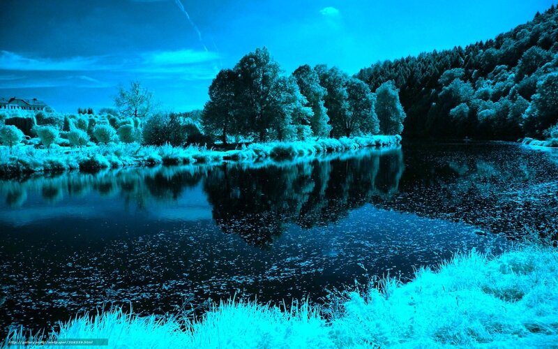 Blue-toned lake landscape