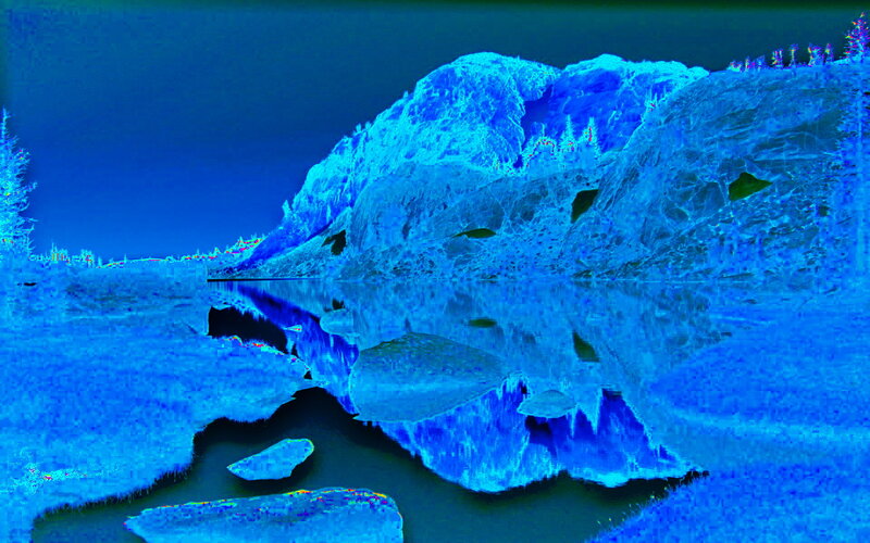 Blue-toned mountain landscape