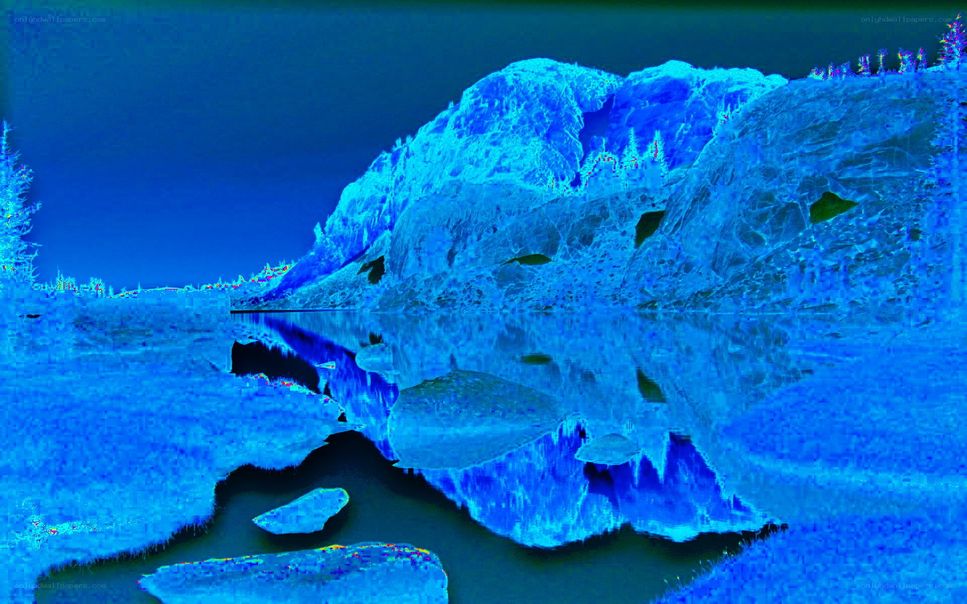 Blue-toned mountain landscape