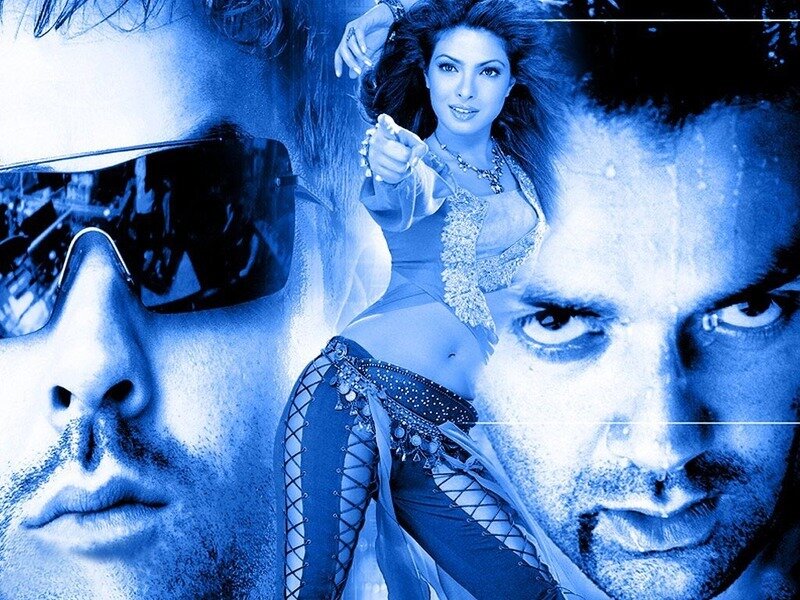 Blue-toned movie poster collage