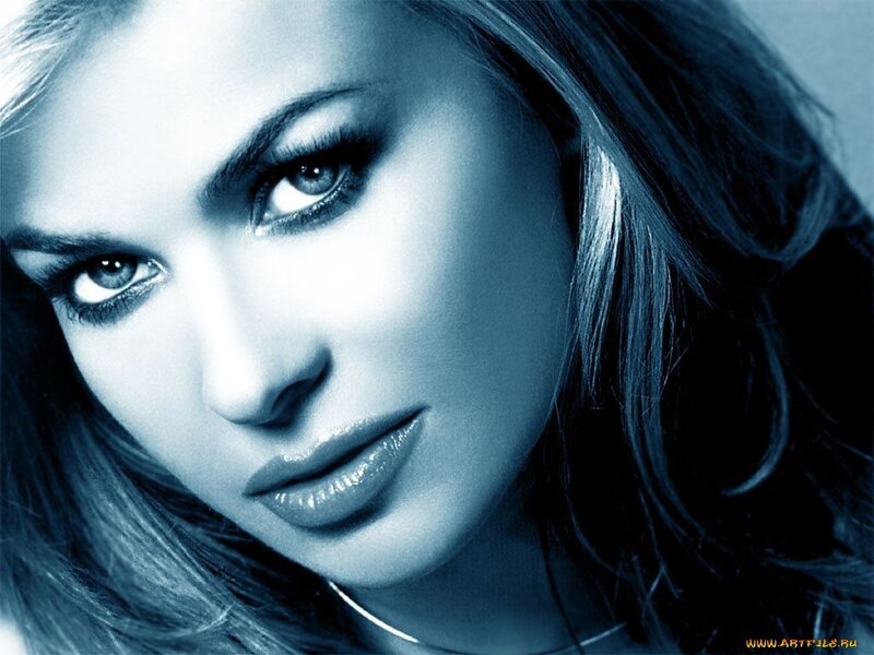 blue-toned portrait of a woman