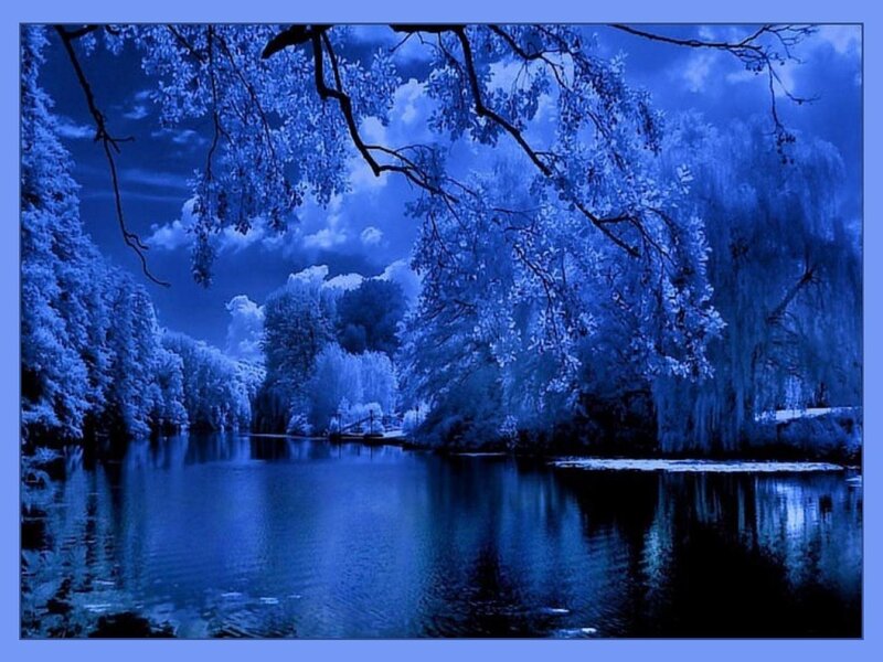 Blue-toned River Landscape — Blue