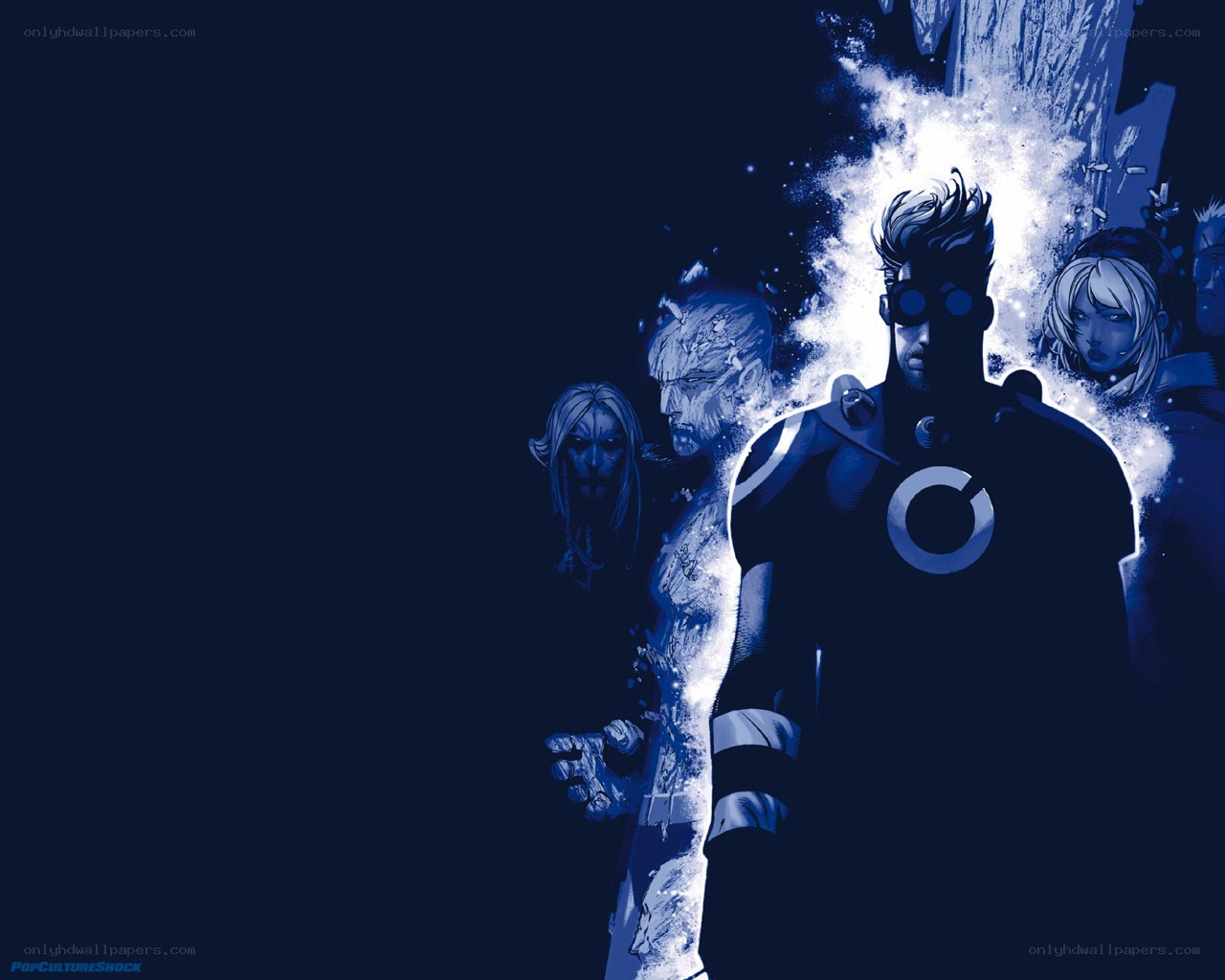 blue-toned superhero group
