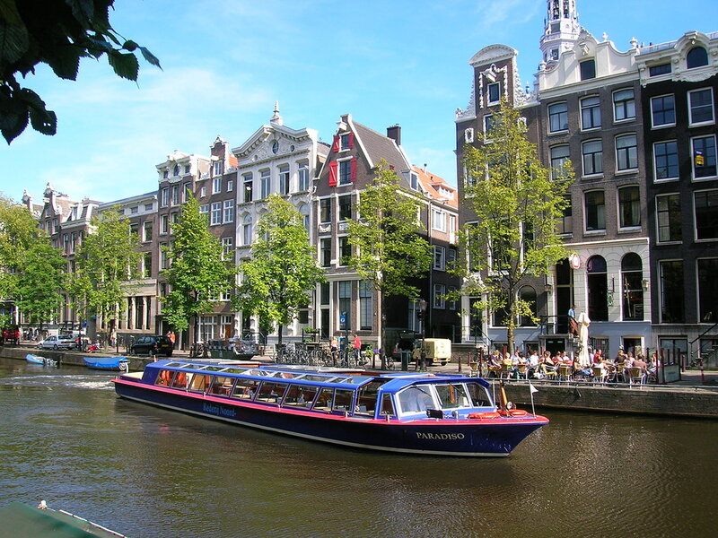 Blue Tour Boat on Canal — Calm