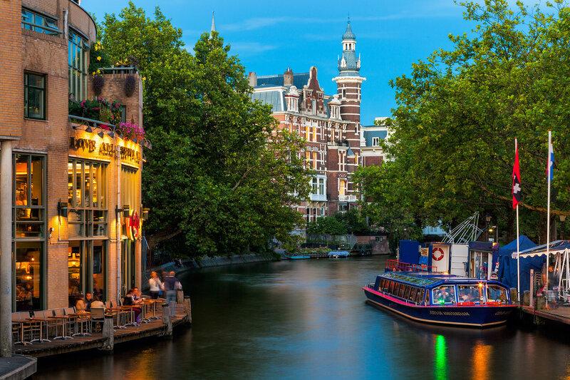 Blue Tour Boat on Canal — Serene