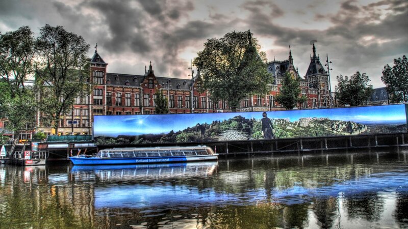 Blue Tour Boat on Canal