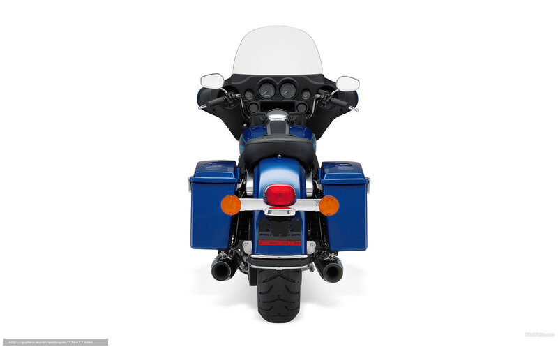 Blue Touring Motorcycle — Neutral, Photograph, Saddlebags, Windshield, Exhaust Pipes