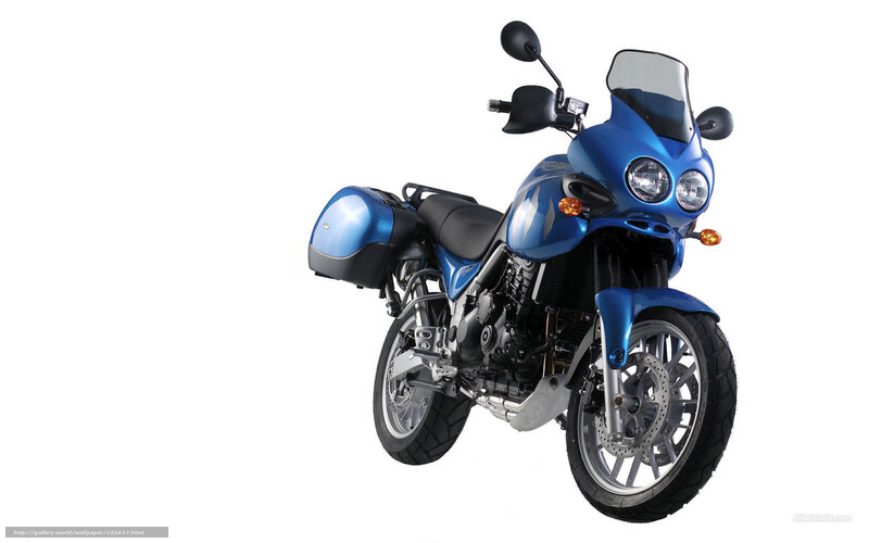 Blue Touring Motorcycle — Neutral, Photograph, Saddlebags, Windshield, Headlights