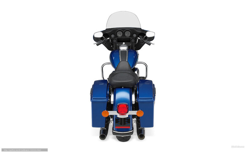 blue touring motorcycle rear view