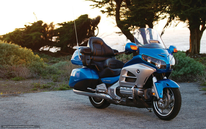 Blue Touring Motorcycle — Serene, Sunset