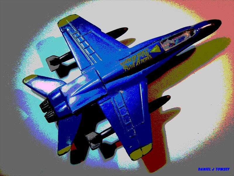 Blue toy jet aircraft