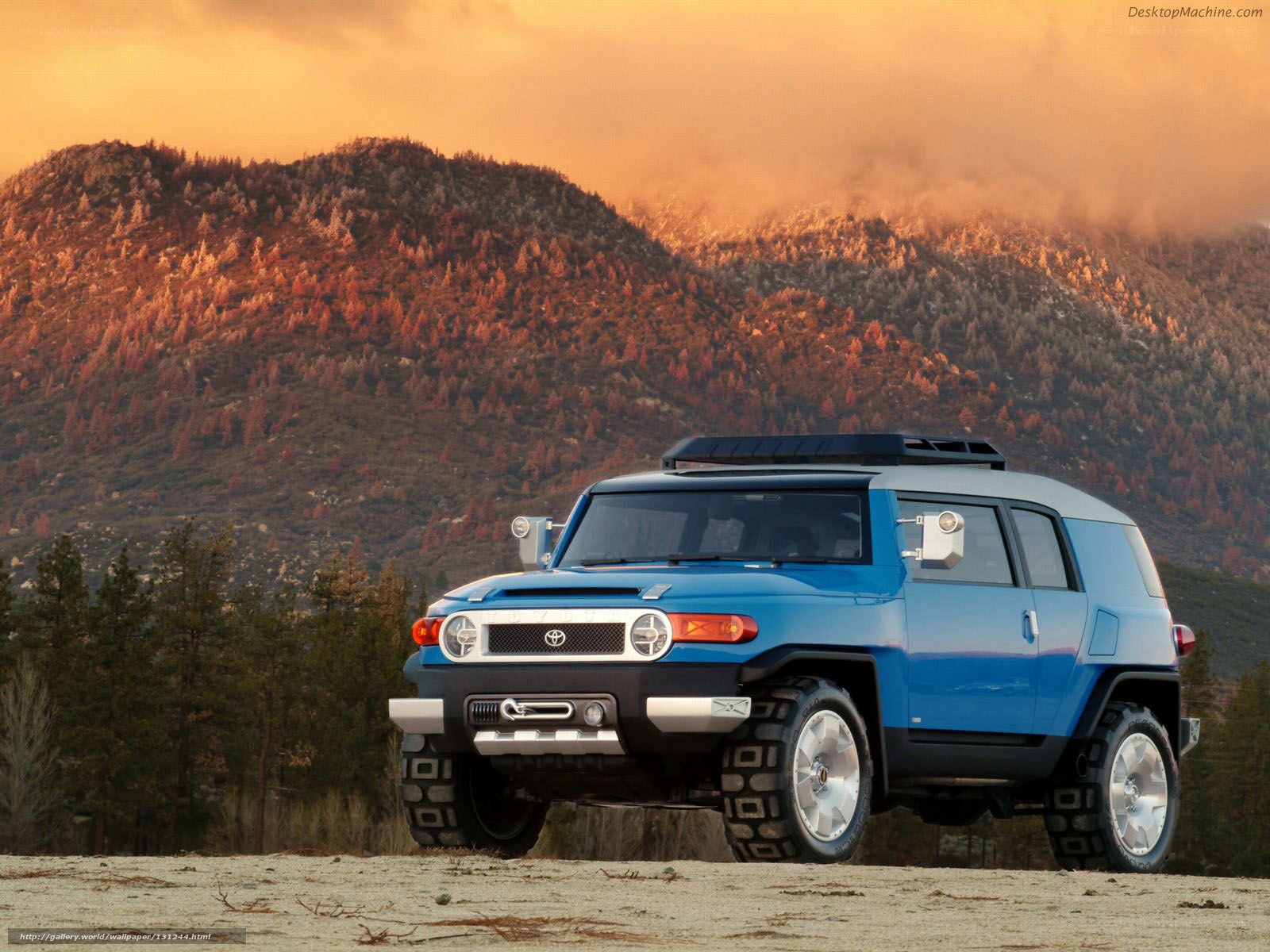 Blue Toyota FJ Cruiser in mountains