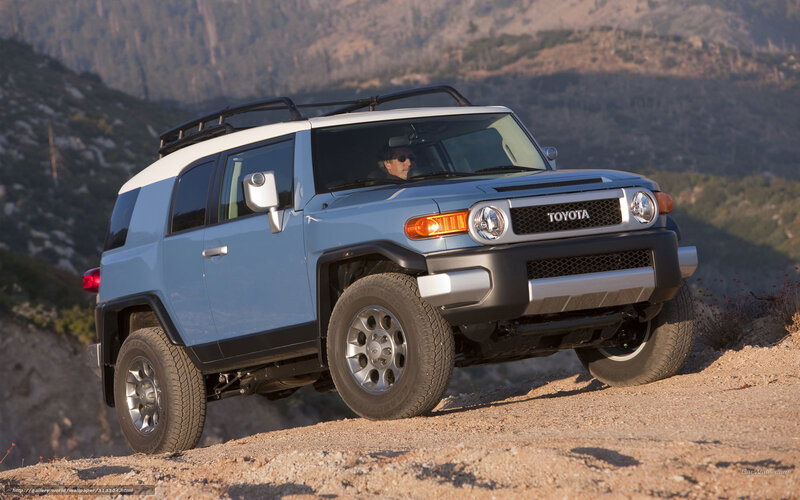 Blue Toyota FJ Cruiser on a hill