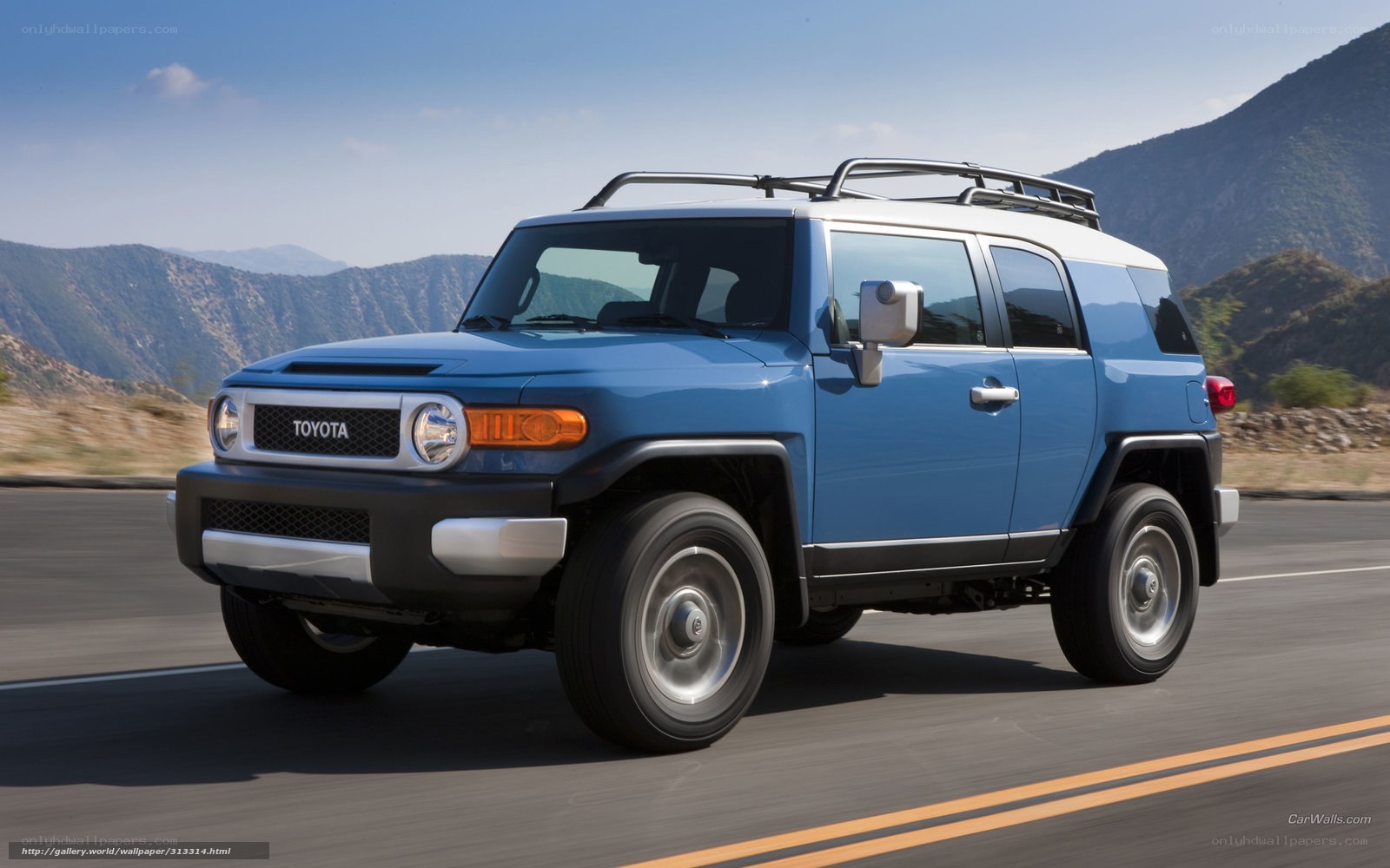 Blue Toyota FJ Cruiser on road