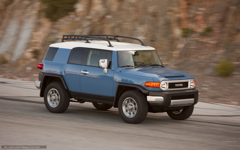 Blue Toyota FJ Cruiser on road