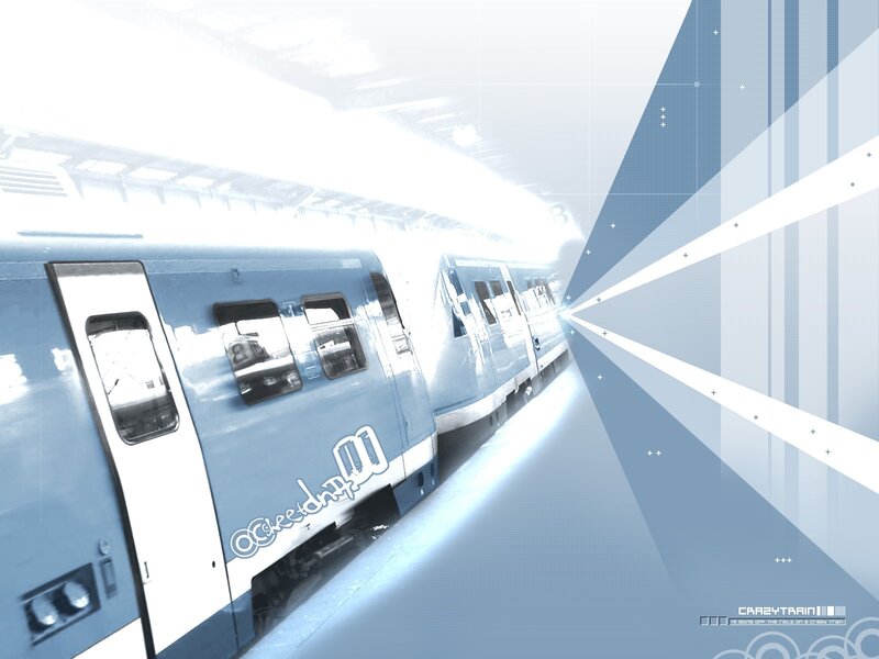 blue train at station