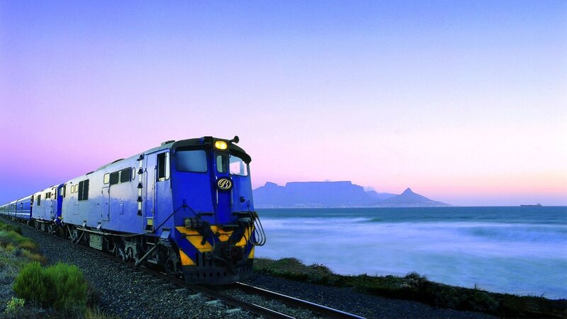 Blue Train on Tracks