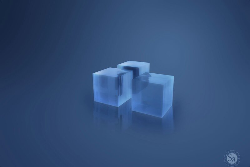 blue translucent cubes