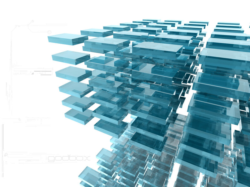 blue transparent cubes structure