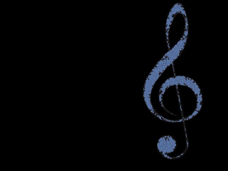 blue treble clef on black